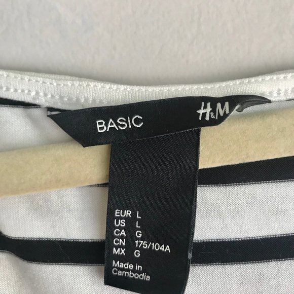 H&M / Back and White Stripe Jersey Style Dress - Picture 8 of 9